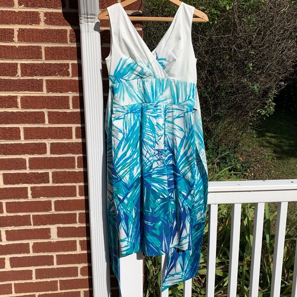 MAXMARA White Turquoise Green V Neck ARIZIA Print Sheath Women’s 6 - Picture 3 of 7